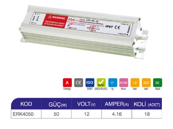 50w ıp67 12v trafo