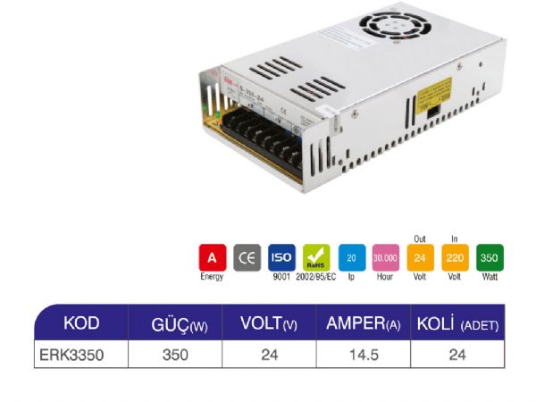 350w ıp20 24v trafo