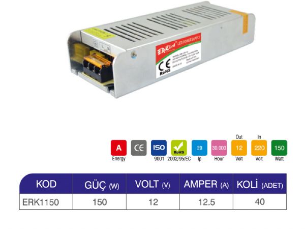 150w ıp20 12v trafo