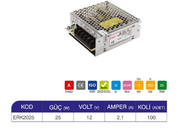 25w ıp20 12v trafo